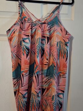 Cupshe Tropical Palm Print Mini Dress - Coral, Teal & Pink